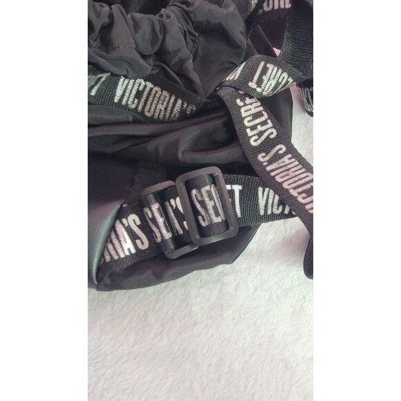 Victoria's Secret Gym Pink Drawstring Backpack Bag Black Missing Logo No Straps - Picture 10 of 12